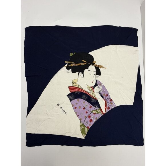 Geishas Square Scarf Japanese Traditional Textile Art - Picture 7 of 7